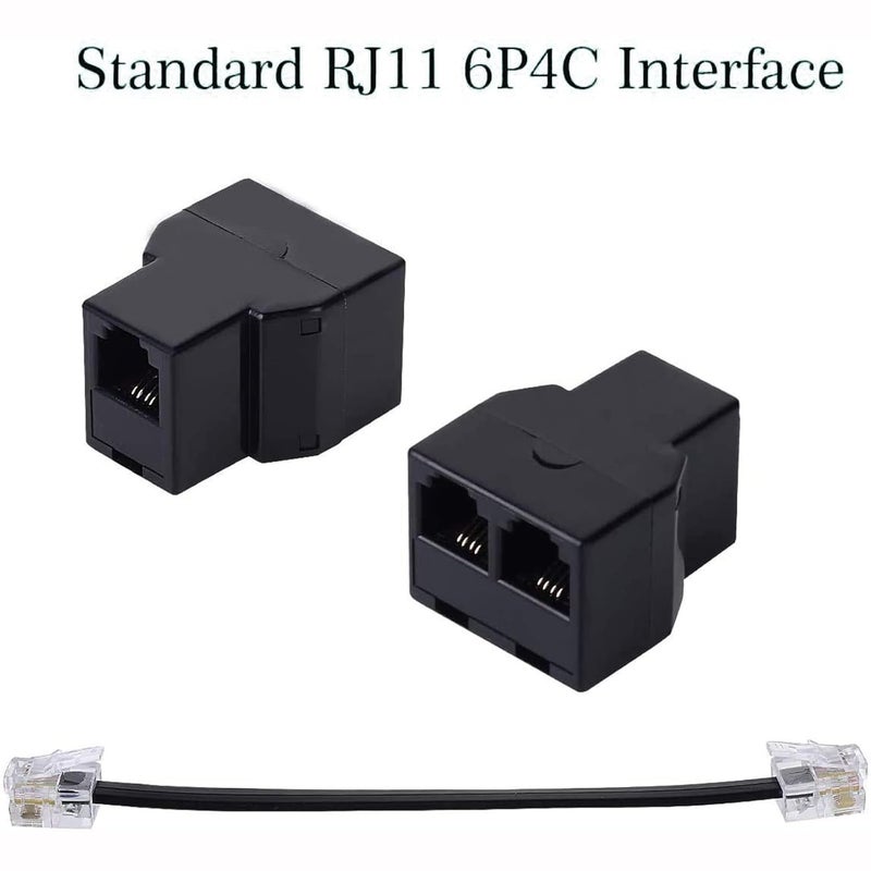 HAWAKA محول هاتف RJ11 موزع كابل الهاتف، محول كابل الهاتف، موزع كابل تمديد الهاتف RJ11 6P4C ذكر-2 أنثى مقبس تمديد الهاتف، آلة الفاكس - Image 3